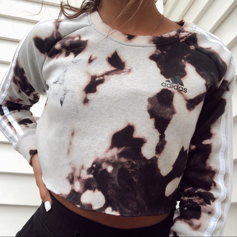 adidas bleach-dyed crop sweatshirt